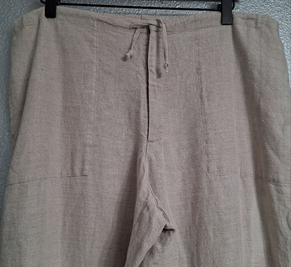 Tan 100% Linen Wide Leg Pants Size 12 - Picture 2 of 7